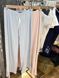 High Waist Striped Loose Cotton Wide Leg Pants Drawstring Home Casual Womens Summer Long Trousers BrandyGirl Commute Style