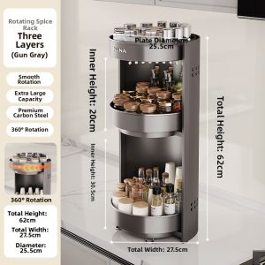 Corner Rotatable Spice Storage Shelf