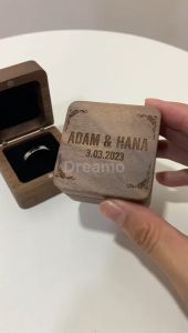 Ring Box Wooden Custom Design Engrave Print Kotak Cincin Kayu Kotak Kayu Simpan Perhiasan Wood Jewelry Box Vintage Antique Jewelry Box Container Store Jewelry Box - Lazada