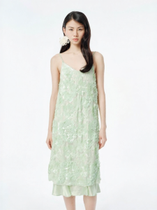 XIAOLI | Elegant Heavy-duty Sequin Mint Dress