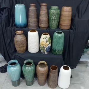 Bình cắm hoa bát tràng men hỏa biến dáng đùi dế gốm sứ fulogo