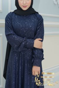 Gamis hermosa wolfis embos warna navy biru dongker umbrella-gamis syari premium busui mewah elegant
