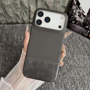 Business Splicing Leather Texture Slim Case For iPhone 17 Air 16 15 14 13 12 Pro Max Plus Fabric Matte Bumper Frameless Cover