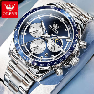 Olevs Đồng Hồ Cho Mans Không Thấm Nước 2024 Ban Đầu thời trang phong cách mới doanh nhân thép không gỉ Chronograph Lịch Đồng hồ Quartz dạ quang