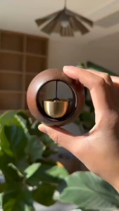 1 PCS Wooden Magnetic Door Bell Entrance Opening Chime Round Bell Black Walnut Wood Hanging Doorbell Wind Chimes Decor