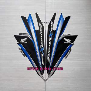 STIKER STRIPING MOTOR SUPRA X 125 FI FULL HITAM BIRU