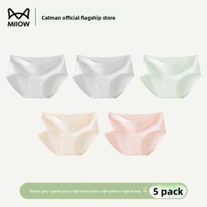 MiiOW | Antibacterial Pure Cotton Womens Underwear Breathable Comfortable Seamless Triangle Pants Mid Waist Design For Young Girls