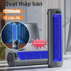 Quạt Điều Hòa Di Động Tích Hợp Pin 2000mAh Hoạt Động Êm Ái 3 Tốc Độ Điều Chỉnh Kiểu Tháp Để Bàn Làm Mát Không Cần Khoan