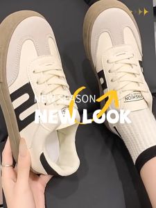 แฟชั่นall-match รองเท้าบอร์ดทรง วัสดุ PU รองเท้าผ้าใบผู้หญิงลำลอง รองเท้าผ้าใบพื้นนุ่ม เหมาะสำหรับสวมใส่และจับคู่