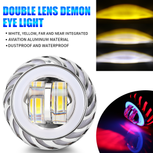 Motorcycle Headlight LED Angel Devil Eyes Flash Headlight Projector Lens High/Low Beam Strobe Spotlight DRL Dual Halo Lamp