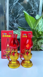 Đèn Thờ Để Bàn Dùng Pin Chất Liệu Nhựa Kiểu Dáng Sang Trọng Đèn Dầu Vĩnh Cửu Trang Trí Chạm Khắc Hoa Văn Tinh Xảo