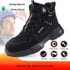 Giày Bảo Hộ Lao Động Nam Mũi Thép Chống Va Đập Chống Đâm Thủng Có Nút Xoay Giày Bảo Hộ Nữ Chất Liệu Cao Su Trên Và Đế Ngoài