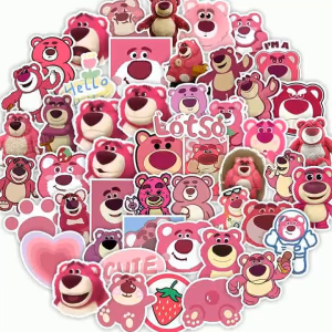 Sticker Cartoon 草莓熊可爱卡通贴纸 Pelekat Kartun Comel DIY Hiasan Buku Skrap Lotso Strawberry Bear Cute Sticker Collection