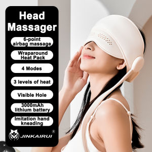 Jinkairui Sleep Aid Head Massager Airbag Massage Cap Scalp Cervical Eye Massager with Heating Kneading and Air Compression