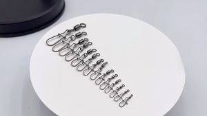 50 ชิ้นแบริ่งตัวต่อสายเบ็ดสลักหมุนสแตนเลสกลิ้งอุปกรณ์ตกปลา