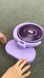 Quạt Sạc Tích Điện Hình Trăng Khuyết Có Đèn Led