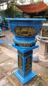(MẪU TẾT) Khuôn chậu tròn 60cm mẫu mới (Cánh Buồm An Khanh Thịnh Vượng Vạn Sự Như Ý) HÀNG VIỆT NAM (Chậu+ Chân đôn)