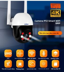 Camera IP Ngoài Trời Không Dây Thông Minh KERUI Tuya 8MP PTZ Hệ Thống An Ninh Gia Đình Camera Giám Sát Video WiFi Để Bảo Vệ