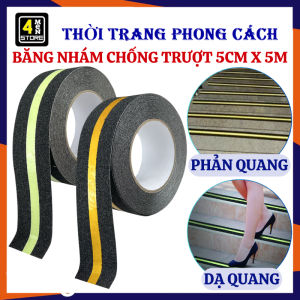 Băng Keo Nhám Dạ Quang Và Phản Quang Dán Cầu Thang Phòng Tắm Chống Trượt 5cmx5m - Băng Dính Nhám Chồng Trơn Trượt - Băng Keo Chống Trượt
