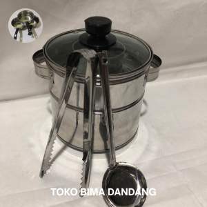 DANDANG BAKSO SUPER MINI 16cm STAINLES CENTONG CAPIT TUTUP KACA