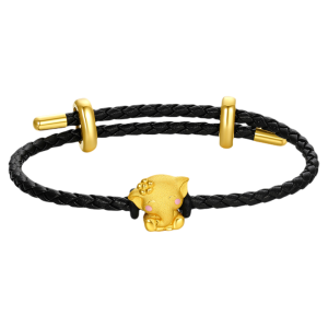 Lucky Elephant 24K Gold Bead Red String Bracelet