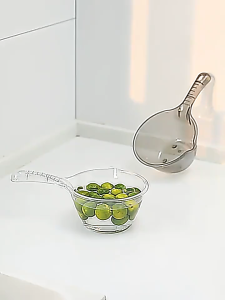 เก็บปลายทาง!ขันน้ำพลาสติกมีด้าม สีเทาใส แบบหนา กระบวยตักของเหลว ขันตักน้ำมีรูแขวน