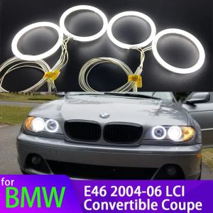 White Headlight Rings CCFL Angel Eyes Light Kit DRL For BMW 3 Series E46 325ci 330ci Convertible Coupe 2004-06 LCI Xenon