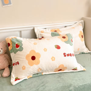 Milk Fiber Pillowcase One-Pair Package Pillowcase Flannel Single Large Size For Home 48 X74cm Thick Coral Fleece