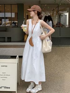 French Style Sleeveless Midi Dress Womens Summer 2025 New Design Slimming Waist Cinched Vest Dress Elegant Classy Gown
