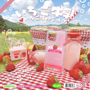 Original JOEJOE Strawberry Milkflow Phone Case for Apple iPhone 13 pro Max Couples Creative Personalized Korean Style Sandfall Design