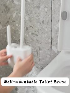 Storix Plastic Material Toilet Brush Bathroom Cleaning Brush Set With Holder Wall Hanging with Crevice Brush Soft Head