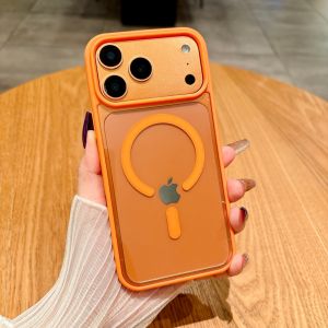 Luxury Magnetic Colorful Border Clear Case For iPhone 17 Air 16E 15 14 Plus11 12 13 17 Pro Max For Magsafe Wireless Charge Cover