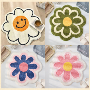 Flower Shaped Carpet Room Bathroom Carpet Absorbent Plush Floor Mat Doormat Anti-Slip