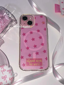 Romantic Pink Star Magnetic Wireless Charging Stand Phone Case for 16/15Promax/14 New Model 15 Phone Case 14Promax/13