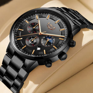 LIGE Business Watches Mens Top Brand Luxury Quartz Wristwatch 3Bar Waterproof Chronograph Luminous Watch for Gentleman Gift+Box