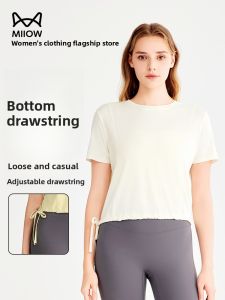 miiow | Cat Person Round Neck Short Sleeve T-Shirt Womens Summer New Style Outdoor Sports Top Thin Breathable Yoga Fitness Casual Wear