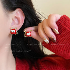 Red Dragon Ear Cuff Womens Fashion Jewelry New Year Celebration Ear Rings Stylish Autumn Winter New Arrival out