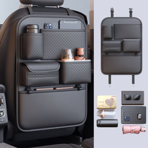 Universal Car Seat Back Storage Bag Multifunctional Faux Leather Hanging Pouch for Car Interior Decoration