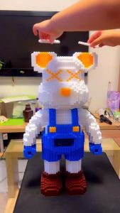 Mô hình đồ chơi lắp ráp xếp hình 3D Bearbrick cao 55cm [Có Ngăn Kéo] - Chú Gấu Nông Dân Màu Xanh Dễ Thương - Lắp Ghép Trí Tuệ ZTOY