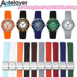 Aotelayer 20 22mm Quick Release Silicone Watch Strap for Blancpain X Swatch Joint Five Oceans Tire Tread Rubber Diving Waterproof Universal Bracelet
