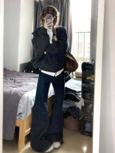 Quần Jeans Denim Ống Rộng Lưng Thấp Cho Nữ Quần Dài Cạp Trung Thường Ngày Có Nút Đồ Phong Cách Mỹ Thời Trang Đường Phố