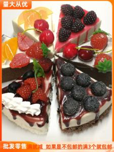 Emulational Cake Model Triangle Fruit Dessert Mousse Dessert Fake Food Bread Props Shop Decorations