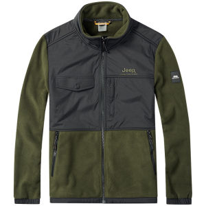Jeep | Jeep Mens Outdoor Fleece Jacket Casual Workwear Outerwear Soft Warm Polyester Fabric Windproof Breathable Wear Resistant