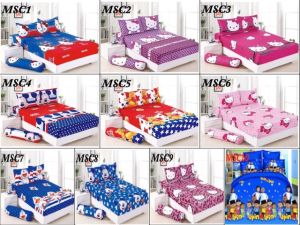 Cadar 4 in 1 Cartoon KING size fitted bedsheet (SMKC)