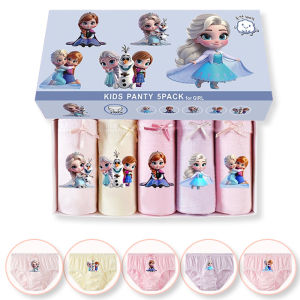 5-Piece Girls Cotton Panties Chibi Princess Cartoon Queen Elsa Briefs For Girl Comfortable Children Underwear With Exquisite Box