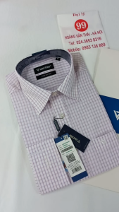 [Việt Tiến Sale] Sơ Mi Dài Tay Cao Cấp - Regular (Suông) - Vạt Bầu - Kẻ ô tím - size 37