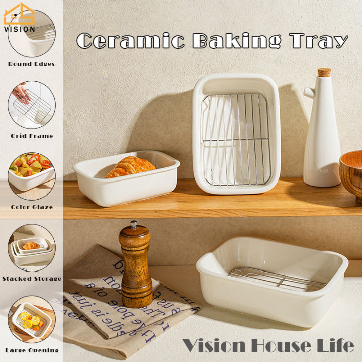 Vision 640ml/1000ml/1500ml Ceramic Baking Pan Rectangular Oil