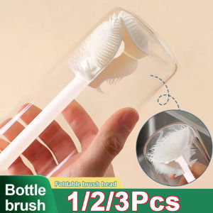 1/2/3Pcs Silicone Cup Brush Folding Brush Head Long Handle Glass Cleaner Kitchen Cleaning Tool Drink Bottle Cleaning Brush