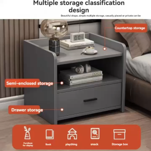 Headboard storage rack headboard storage cabinet solid wood minimalist bedside table