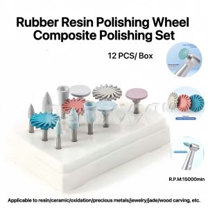 12Pcs Silicone Rubber Diamond Resin Polishing Kit Composite Resin Grinding & Polishing Wheel and Head